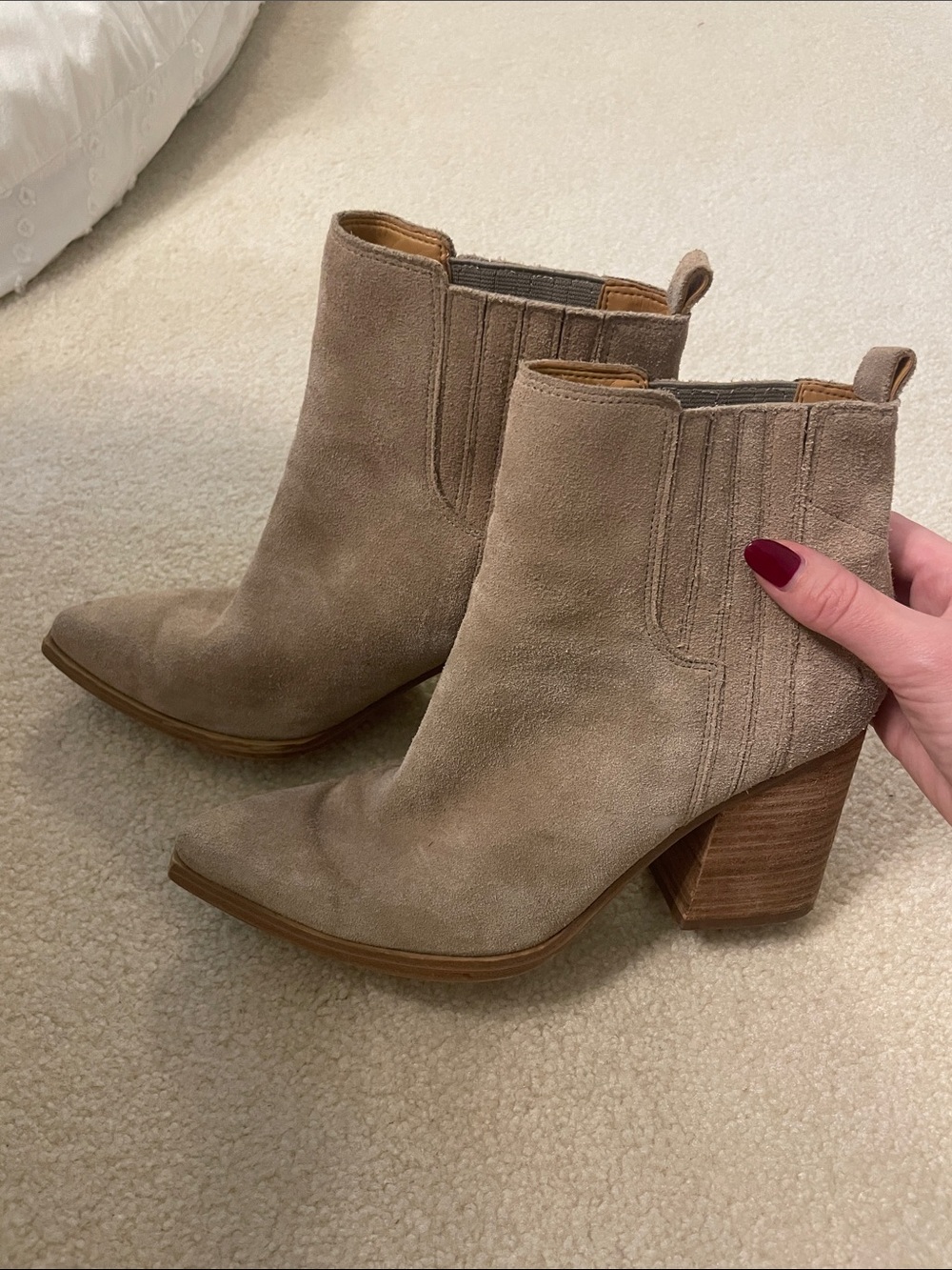 Marc Fisher Taupe Suede Ankle Boots